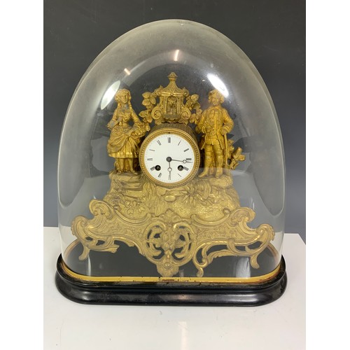 252 - ORNATE CLOCK WITH GLASS DOME