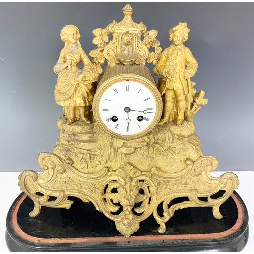 252 - ORNATE CLOCK WITH GLASS DOME