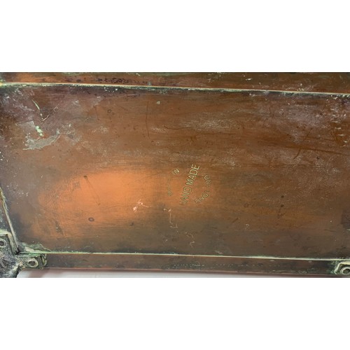 295 - RECTANGULAR COPPER PLANTER ON LIONS PAW FEET WIDTH 29cm