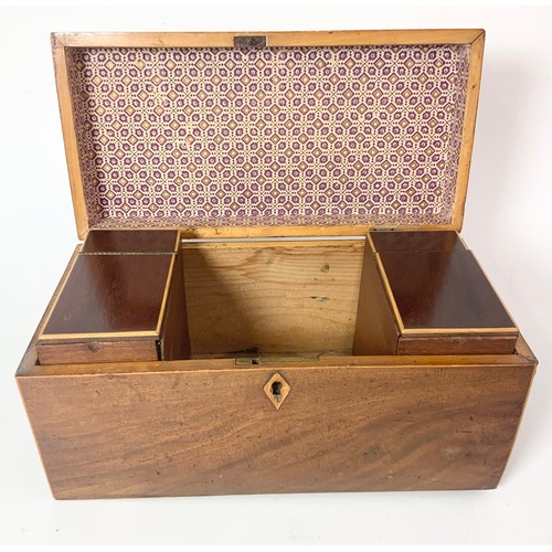 329 - INLAID MAHOGANY TEA CADDY WIDTH 30cm