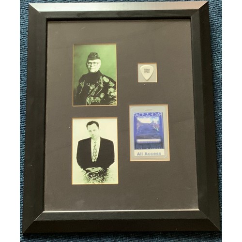 89 - 5 ROCK MEMORABILIA PICTURES FRAMED WITH TOUR PASSES AND NUMBERED PLECTRUMS
ELTON JOHN STOCKHOLM 1992... 