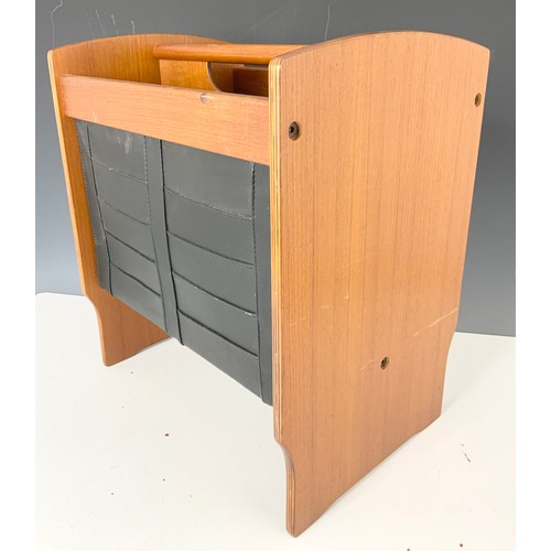 349 - LATE CENTURY DANISH TEAK AND LEATHER MAGAZINE RACK