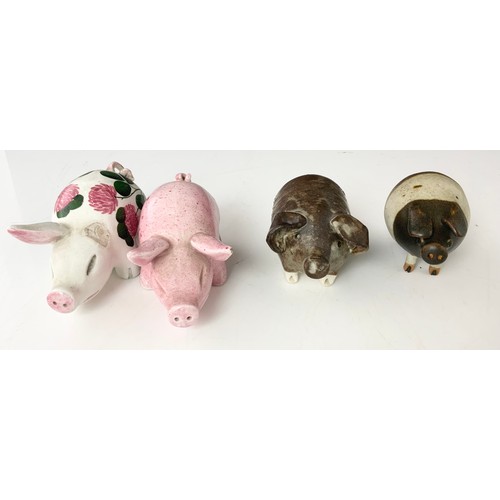 360 - 2 PLICHTA PIGS AF, MARGARET SHOTTON STUDIO POTTERY PIG, UNMARKED STUDIO POTTERY PIG, STUDIO POTTERY ... 