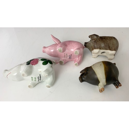 360 - 2 PLICHTA PIGS AF, MARGARET SHOTTON STUDIO POTTERY PIG, UNMARKED STUDIO POTTERY PIG, STUDIO POTTERY ... 