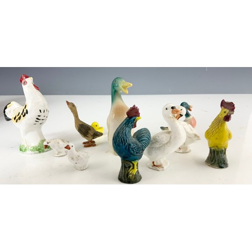 372 - FRENCH TERRACOTTA SANTONS OF PROVENCE, 4 FIGURES & A COLLECTION OF BIRD MODELS