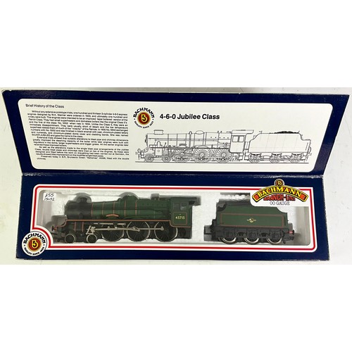 342 - BACHMANN, 2 BOXED JUBILEE LOCOMOTIVES, 31-154 5721 LMS RED, 31-156 45716  BR GREEN & U/B 46591