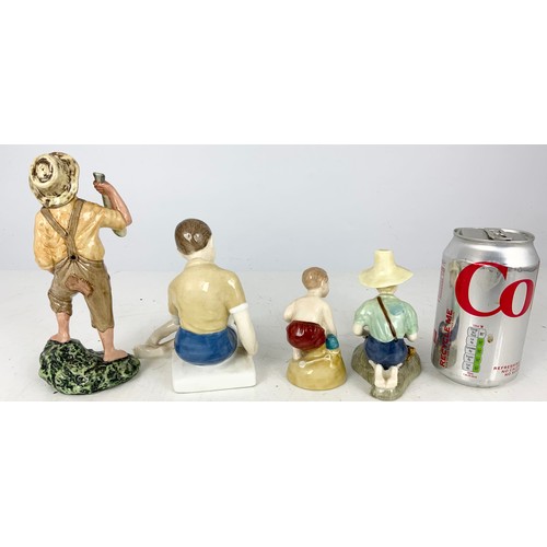 154 - 4 ROYAL DOULTON FIGURINES HUCKLEBERRY FINN HN2927, SEA SHORE HN2263, RIVER BOY HN2128 &’ TREASURE IS... 