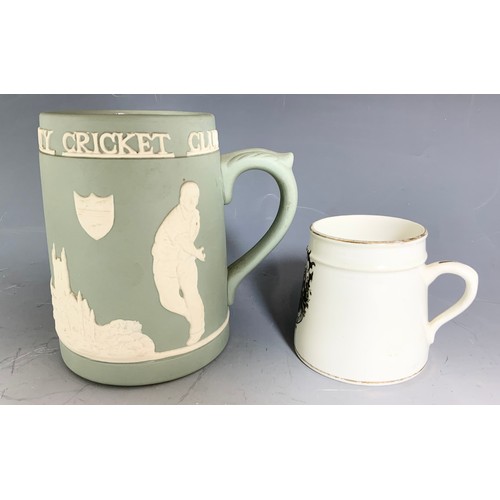 185 - JASPER WARE WORCESTERSHIRE COUNTY CRICKET CHAMPIONS 1964 TANKARD, A WORCESTER TANKARD AND 5 LARGE WI... 