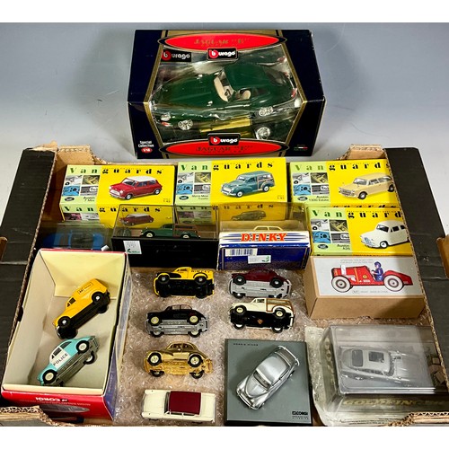 112 - BURAGO 1:18 SCALE JAGUAR E TYPE COUPE 1961, PLUS 4 BOXED VANGUARDS, MATCHBOX ‘DINKY; SEVERAL MORRIS ... 