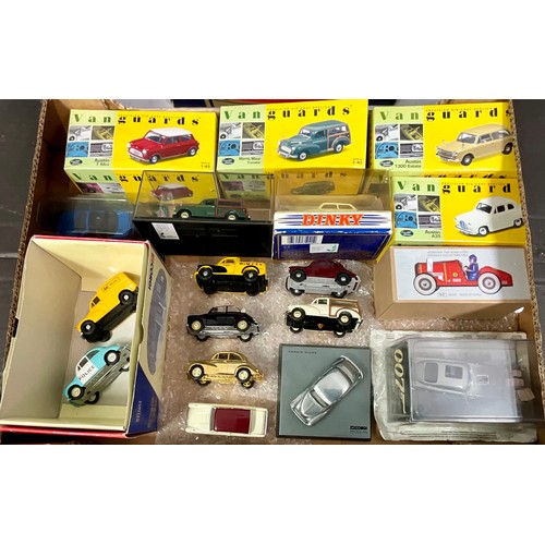 112 - BURAGO 1:18 SCALE JAGUAR E TYPE COUPE 1961, PLUS 4 BOXED VANGUARDS, MATCHBOX ‘DINKY; SEVERAL MORRIS ... 