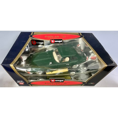 112 - BURAGO 1:18 SCALE JAGUAR E TYPE COUPE 1961, PLUS 4 BOXED VANGUARDS, MATCHBOX ‘DINKY; SEVERAL MORRIS ... 