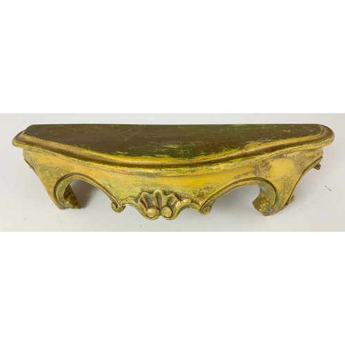 324 - 2 GILT WOODEN WALL BRACKETS MADE IN ITALY WITH A GILT BRACKET