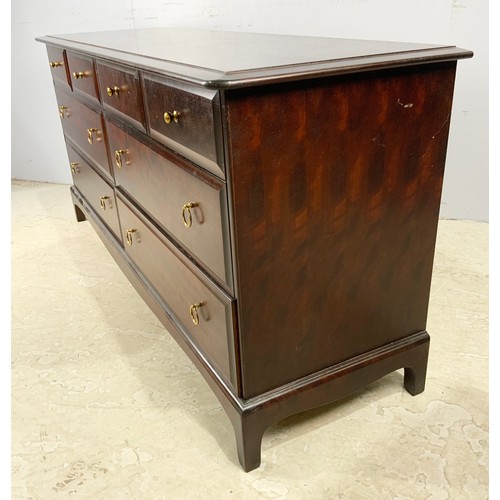 669 - LARGE STAG MINSTREL BANK OF DRAWERS WIDTH 156cm