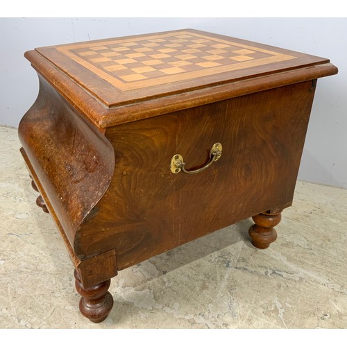 620 - CONVERTED MAHOGANY COMMODE WITH CHEQUERBOARD TOP WIDTH 47cm