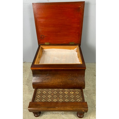 620 - CONVERTED MAHOGANY COMMODE WITH CHEQUERBOARD TOP WIDTH 47cm