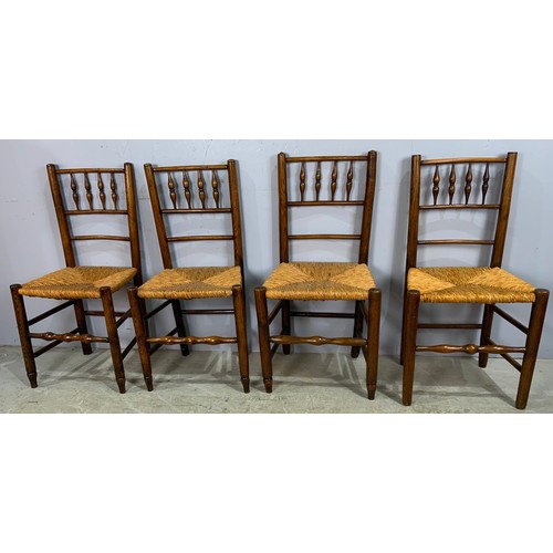 718 - SET OF EIGHT RUSH SEAT DINING CHAIRS