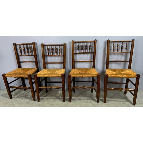 718 - SET OF EIGHT RUSH SEAT DINING CHAIRS