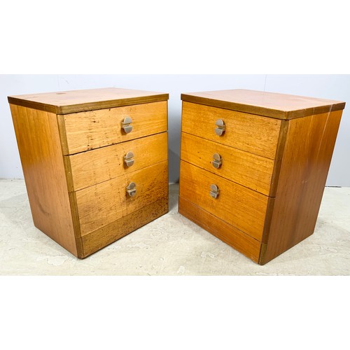 602 - PAIR OF LATE CENTURY THREE DRAWER BEDSIDE CUPBOARDS WIDTH 56cm