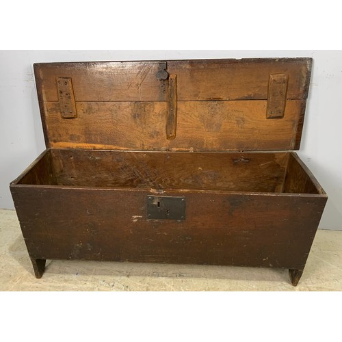 616 - ANTIQUE OAK SWORD CHEST / COFFER WIDTH 117.5cm