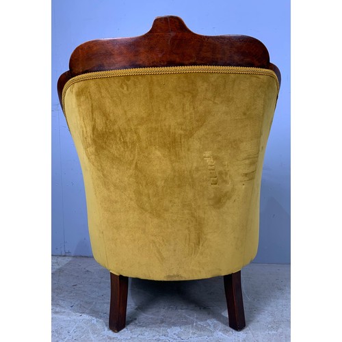 723 - YELLOW UPHOLSTERED INLAID SHOW FRAME CHAIR