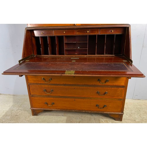 654 - INLAID MAHOGANY BUREAU BOOKCASE