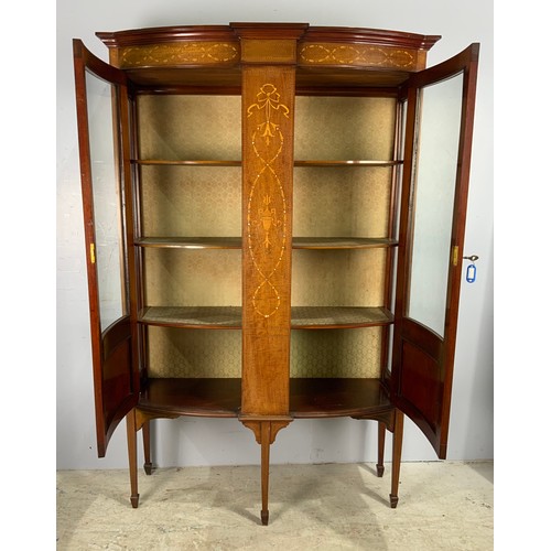 590 - INLAID MAHOGANY DISPLAY CABINET 167cm TALL, WIDTH 108cm