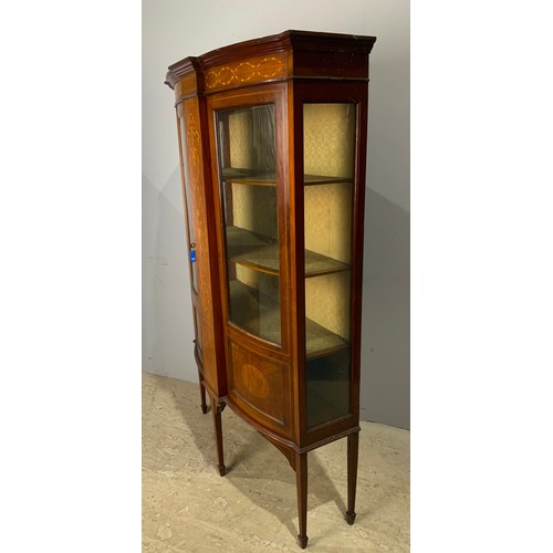 590 - INLAID MAHOGANY DISPLAY CABINET 167cm TALL, WIDTH 108cm