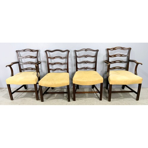 719 - HARLEQUIN SET OF EIGHT (SIX PLUS TWO CARVERS) GEORGIAN DINING CHAIRS