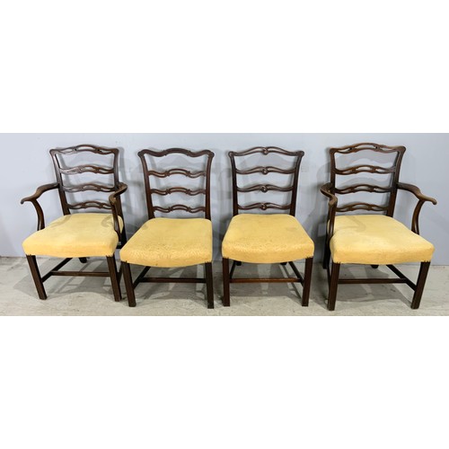 719 - HARLEQUIN SET OF EIGHT (SIX PLUS TWO CARVERS) GEORGIAN DINING CHAIRS