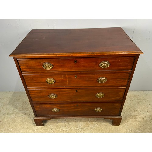 645 - MAHOGANY CHEST OF FOUR LONG DRAWERS ON BRACKET FEET WIDTH 95cm