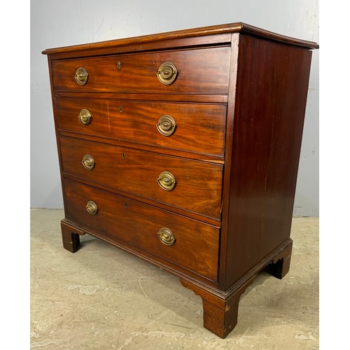 645 - MAHOGANY CHEST OF FOUR LONG DRAWERS ON BRACKET FEET WIDTH 95cm