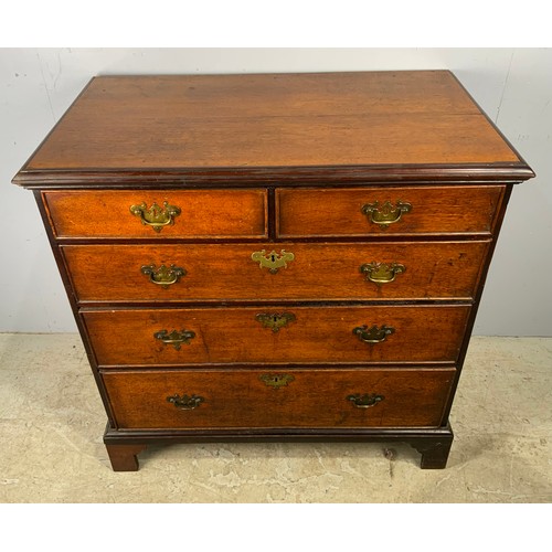 646 - OAK CHEST OF TWO OVER THREE GRADUATED DRAWERS ON BRACKET FEET WIDTH  96cm