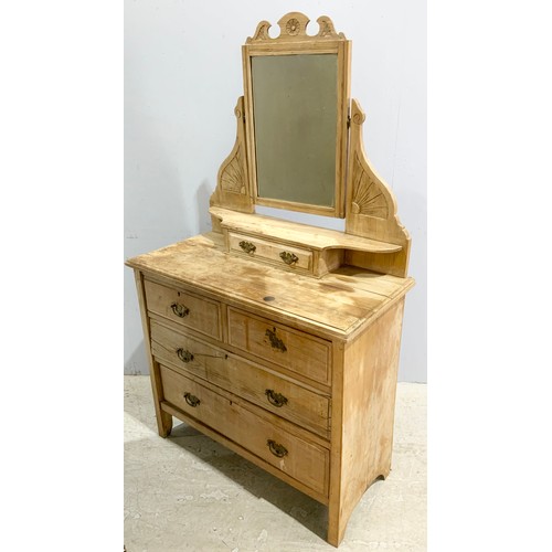 591 - PINE DRESSING TABLE WITH MIRRORED BACK WIDTH 92cm