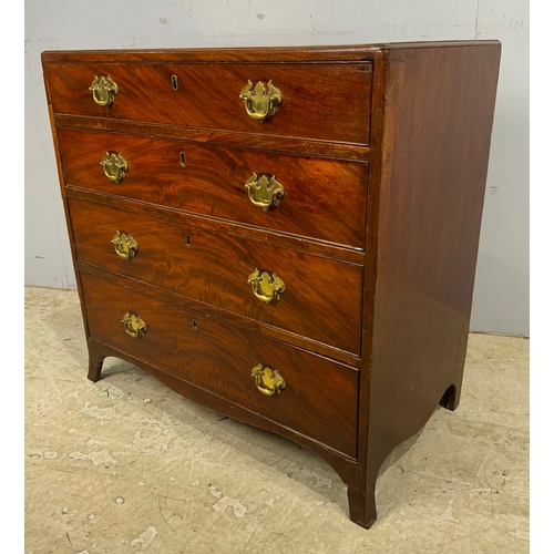 691 - GOOD QUALITY MAHOGANY CHEST OF 4 LONG GRADUATED DRAWERS OF SMALL PROPORTION WIDTH 76cm