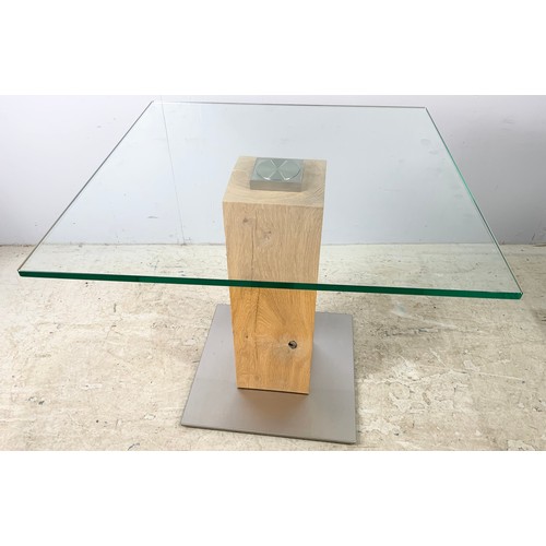 709 - TWO VENJACOB ALBERO GLASS LAMP TABLES 65cm x 65cm