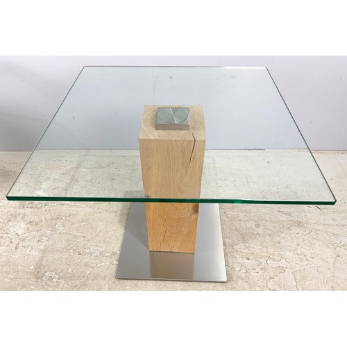 709 - TWO VENJACOB ALBERO GLASS LAMP TABLES 65cm x 65cm