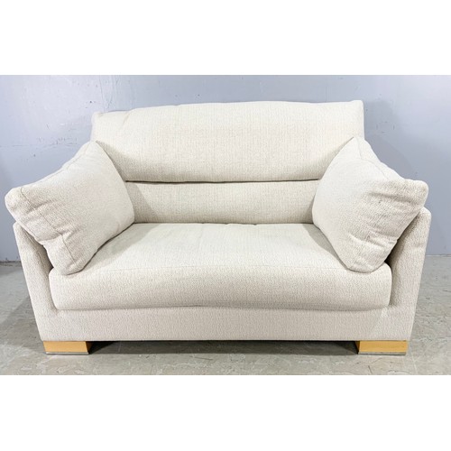 735 - MICHAEL TYLER CREAM ARMCHAIR WIDTH 102cm WITH A MATCHING DENVER CREAM COMPACT SOFA WIDTH  146cm