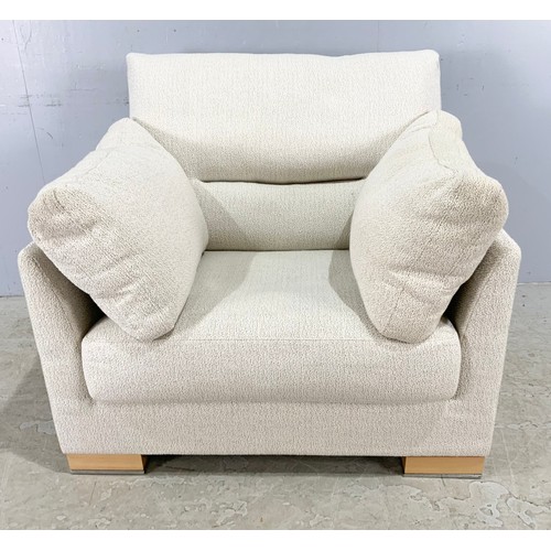 735 - MICHAEL TYLER CREAM ARMCHAIR WIDTH 102cm WITH A MATCHING DENVER CREAM COMPACT SOFA WIDTH  146cm