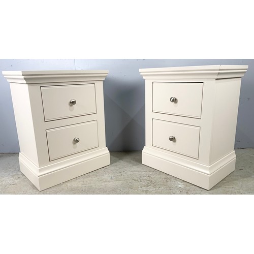 639 - TWO WHITE BEDSIDE CABINETS WIDTH 51cm