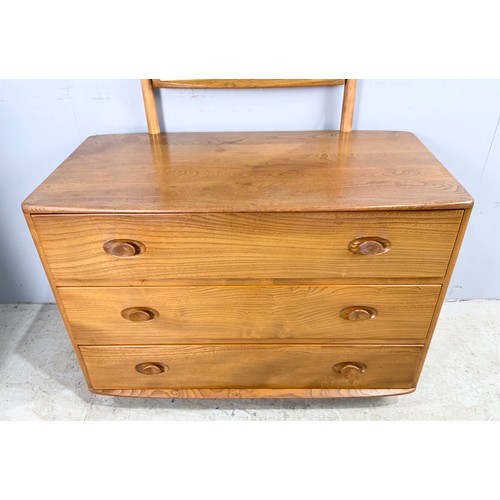 659 - ERCOL WINDSOR DRESSING CHEST WITH SWING MIRROR OVER THREE LONG DRAWERS WIDTH 92cm