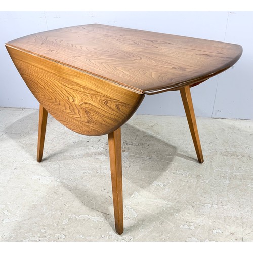 613 - ERCOL ELM TOP DROP LEAF DINING TABLE 124cm x114cm EXTENDED