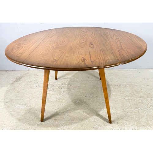 613 - ERCOL ELM TOP DROP LEAF DINING TABLE 124cm x114cm EXTENDED