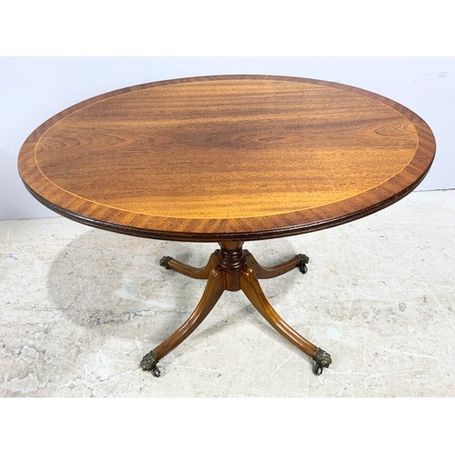 627 - TWO REPODUCTION MAHOGANY OCCASSIONAL TABLES  LARGEST 65cm x 56cm