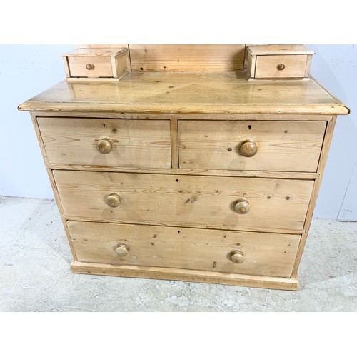 658 - STRIPPED PINE DRESSING CHEST OF TWO OVER THREE DRAWERS  WIDTH 96cm