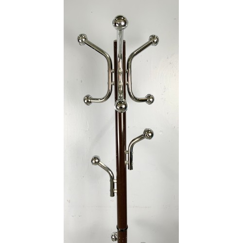 690 - STYLISH CHROME & METAL HAT & COAT STAND ON ALABASTER / MARBLE BASE  175cm TALL