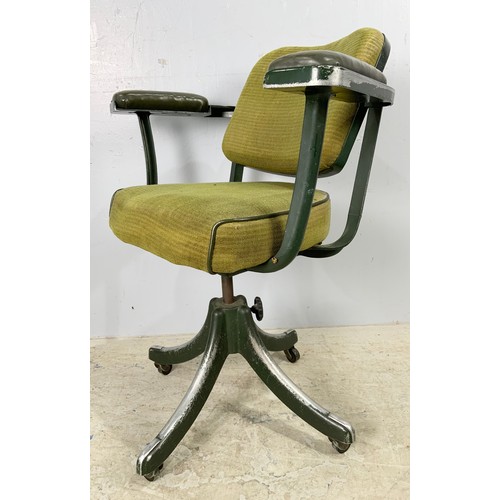 739 - MID CENTURY TAN SAD INDUSTRIAL SWIVEL OFFICE CHAIR (TRADE ONLY)