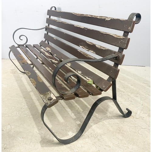 558 - SLATTED GARDEN BENCH WITH SCROLL ARMS WIDTH 150cm