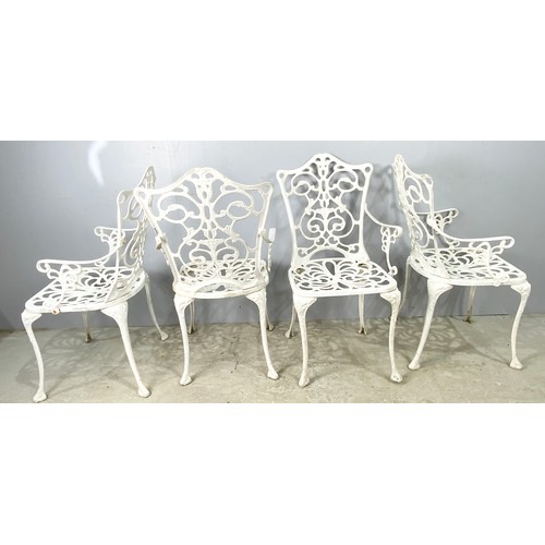 563 - FOUR PRESSED STEEL / ALLOY GARDEN CHAIRS