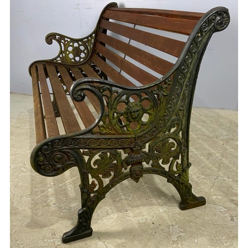 560 - GARDEN SLATTED BENCH WITH HEAVY GOOD QUALITY CAST IRON BENCH END WIDTH 127cm