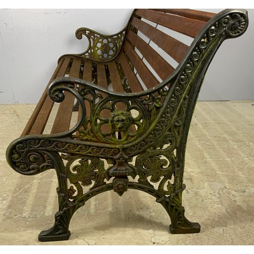 560 - GARDEN SLATTED BENCH WITH HEAVY GOOD QUALITY CAST IRON BENCH END WIDTH 127cm